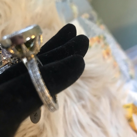Silver Jade Green CZ ring size 7 - Picture 2 of 5